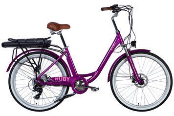 Велосипед з електроприводом 26" AL Dorozhnik eRUBY DD FR рама-17" 48B 12.5А*г 500Вт пурпурний YS 7809 2025 ELB-D-26-261 фото