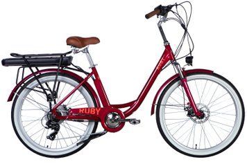 Велосипед з електроприводом 26" AL Dorozhnik eRUBY DD FR рама-17" 36B 17.5А*г 500Вт бордовий YS 7496 2025 ELB-D-26-242 фото