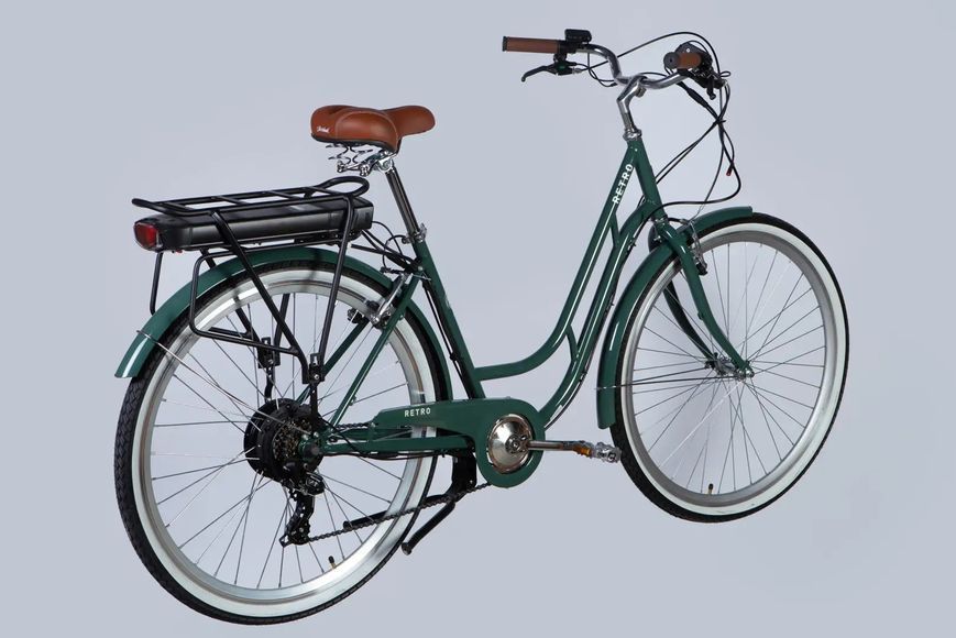Велосипед с электроприводом 28" ST Dorozhnik eRETRO Vbr FR рама-19" 36B 13А*ч 500Вт зелено-серый 2026 ELB-D-28-111 фото
