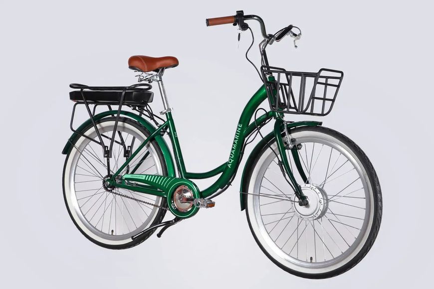 Велосипед з електроприводом 26" ST Dorozhnik eAQUAMARINE BH рама-17" 36B 13А*г 500Вт зелений YS 902 з кошиком 2026 ELB-D-26-317 фото