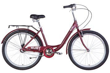 Велосипед AL 26" Dorozhnik RUBY планет. рама-17" темно-червоний (м) з багажником зад St, з крилом St 2022 SHIMANO NEXUS OPS-D-26-209 фото