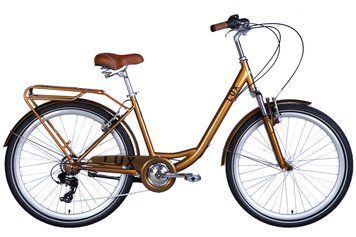 Велосипед ST 26" Dorozhnik LUX Vbr FR рама-17" бронзовый 2024 крылья, крыло пер., крыло зад., подножка, звонок OPS-D-26-276 фото