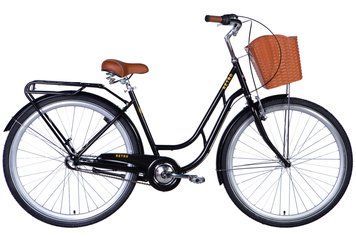 Велосипед ST 28" Dorozhnik RETRO PH рама-19" черный удал 2024 крылья, крыло пер., крыло зад., подножка, звонок, корзина OPS-D-28-385 фото