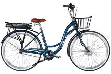 Велосипед с электроприводом 28" ST Dorozhnik eAQUAMARINE BH рама-19" 36B 13А*г 500Вт темно-синий с корзиной 2026 ELB-D-28-107 фото