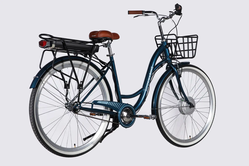 Велосипед с электроприводом 28" ST Dorozhnik eAQUAMARINE BH рама-19" 36B 13А*г 500Вт темно-синий с корзиной 2026 ELB-D-28-107 фото