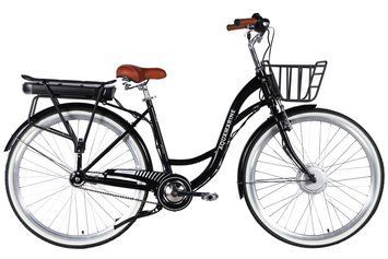 Велосипед с электроприводом 28" ST Dorozhnik eAQUAMARINE BH рама-19" 36B 13А*г 500Вт черный с корзиной 2026 ELB-D-28-109 фото